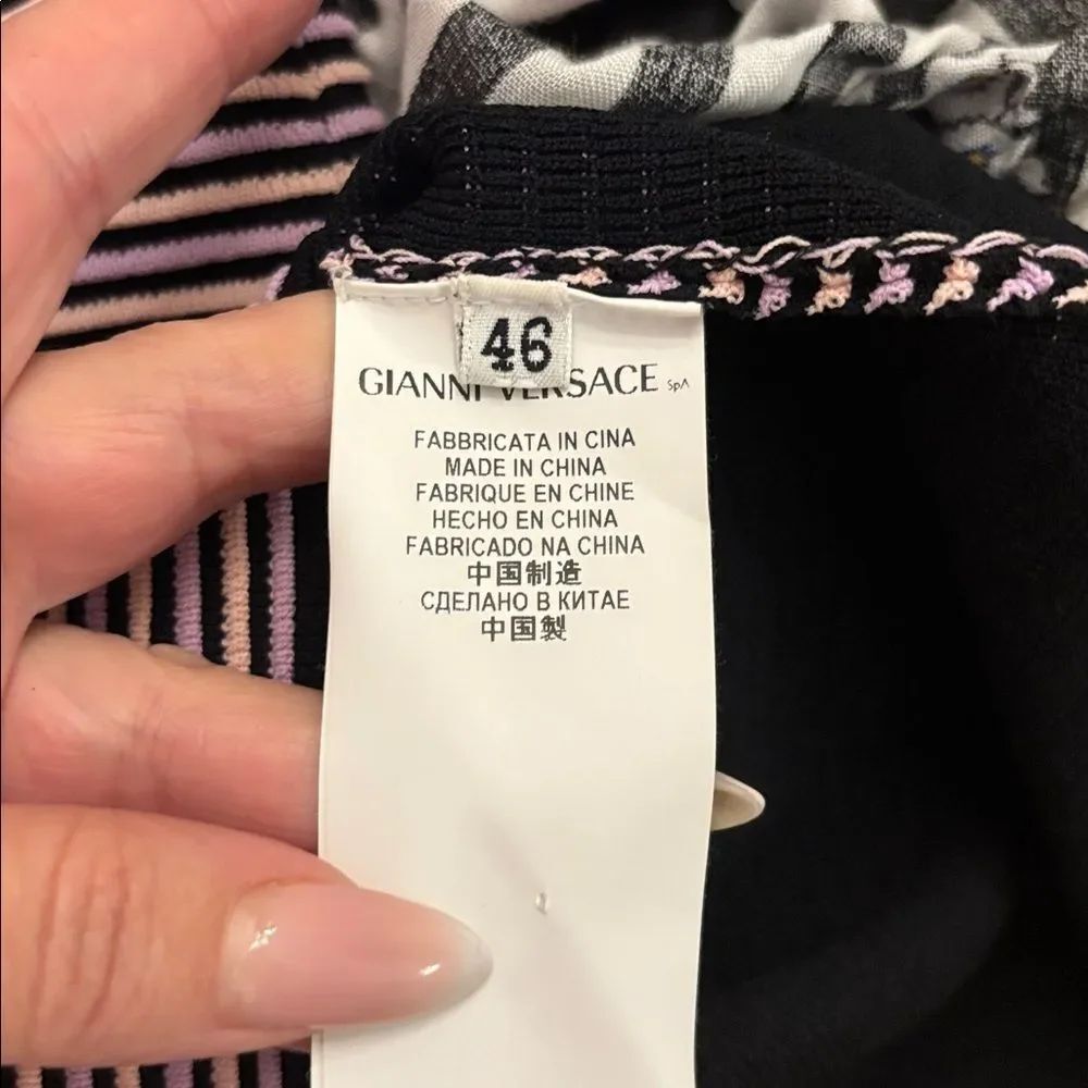 Versace Black and Pink Striped Dress, Size46(L) - Picture 9 of 11